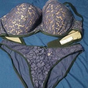 VS Purple and black bra/panty set